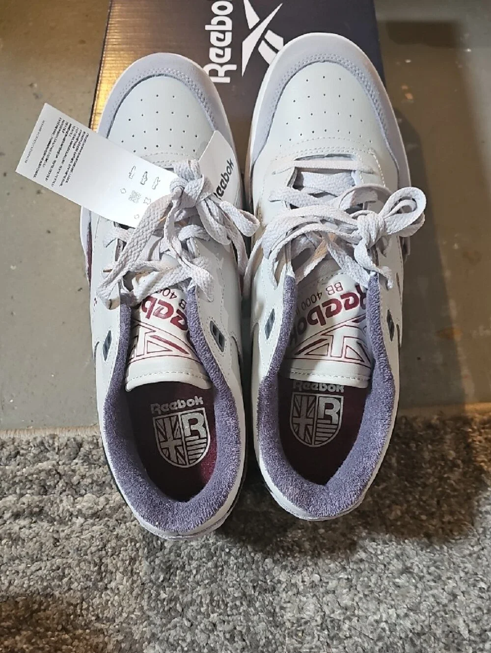 Reebok Men’s Low-Top Sneakers in White & Light Purple